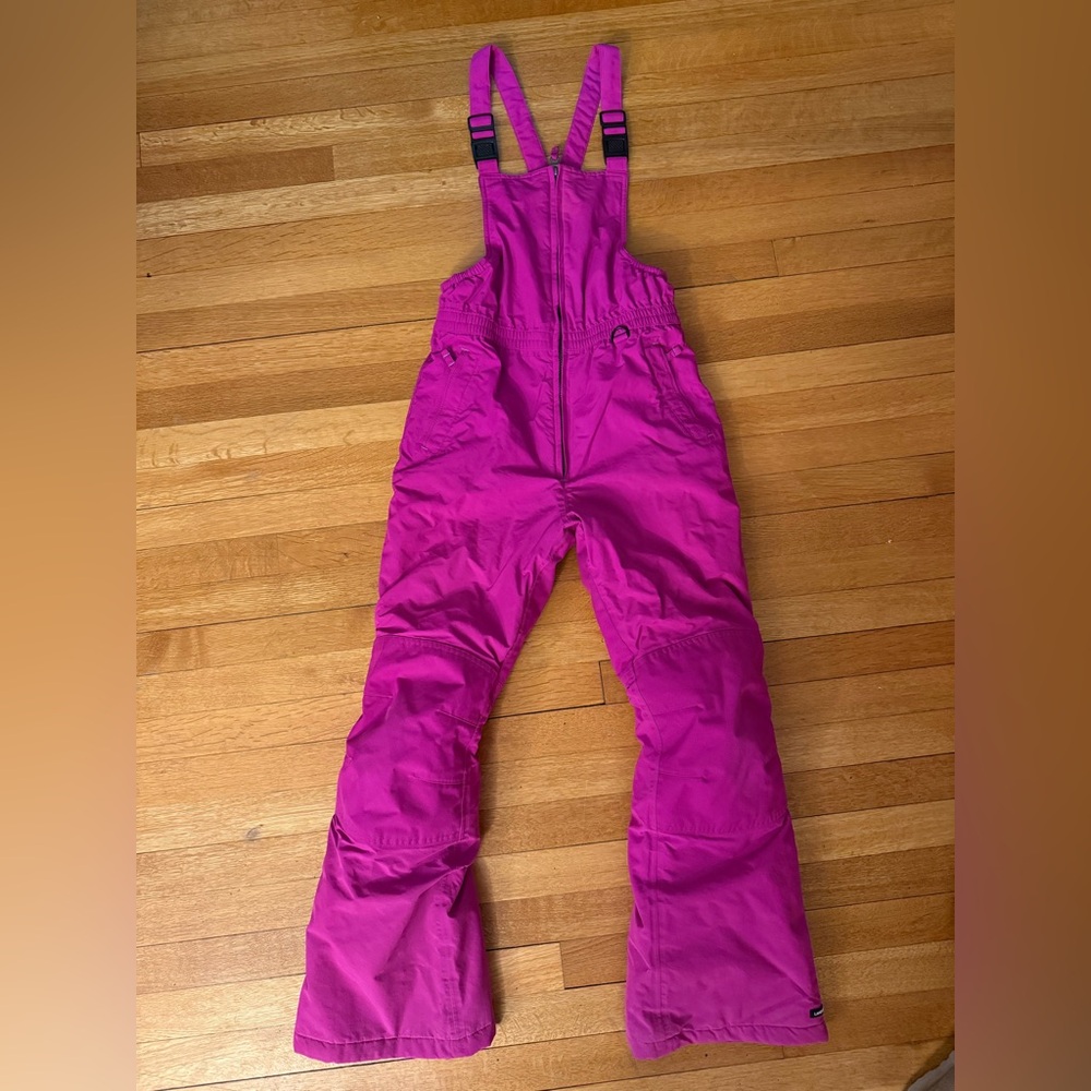 Land’s end. Youth Girls size 14. Vibrant Pink Snow Bib Overalls